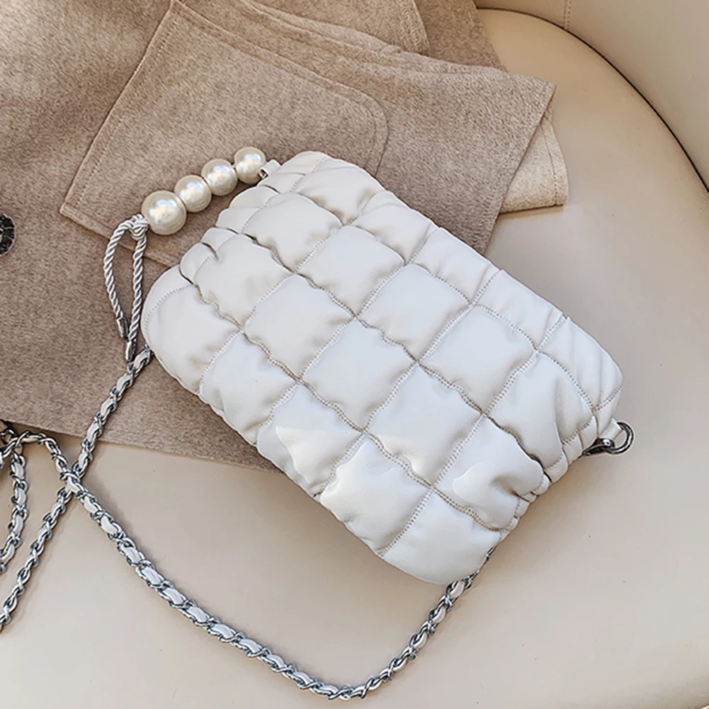 

Gentle Quilted Lattice Wind Pearl Shoulder Bag Messenger Bags For Women 2022 New Wild Fashion Soft Bag Small Square HandbagQ8