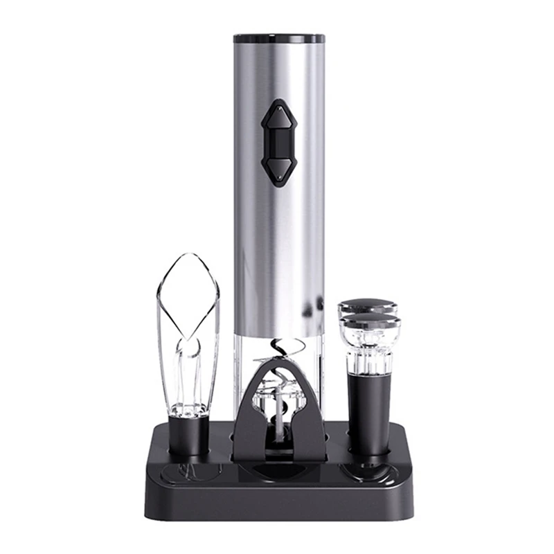 

Electric Wine Opener Set Battery Operated Corkscrew Wine Bottle Opener With Storage Base Wine Aerator Pourer Foil Cutter
