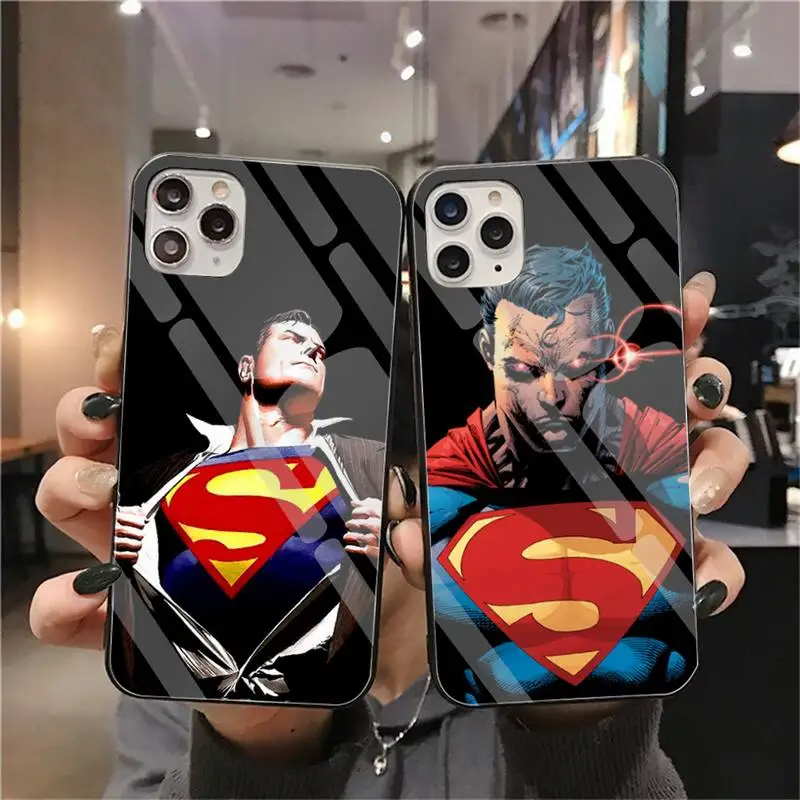

Superman Phone Case Tempered Glass For iPhone 13 12 Mini 11 Pro XR XS MAX 8 X 7 Plus SE 2020 Soft Cover