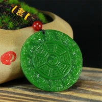 natural green hand carved twelve zodiac taiji bagua jade pendant fashion boutique jewelry mens and womens bagua necklace