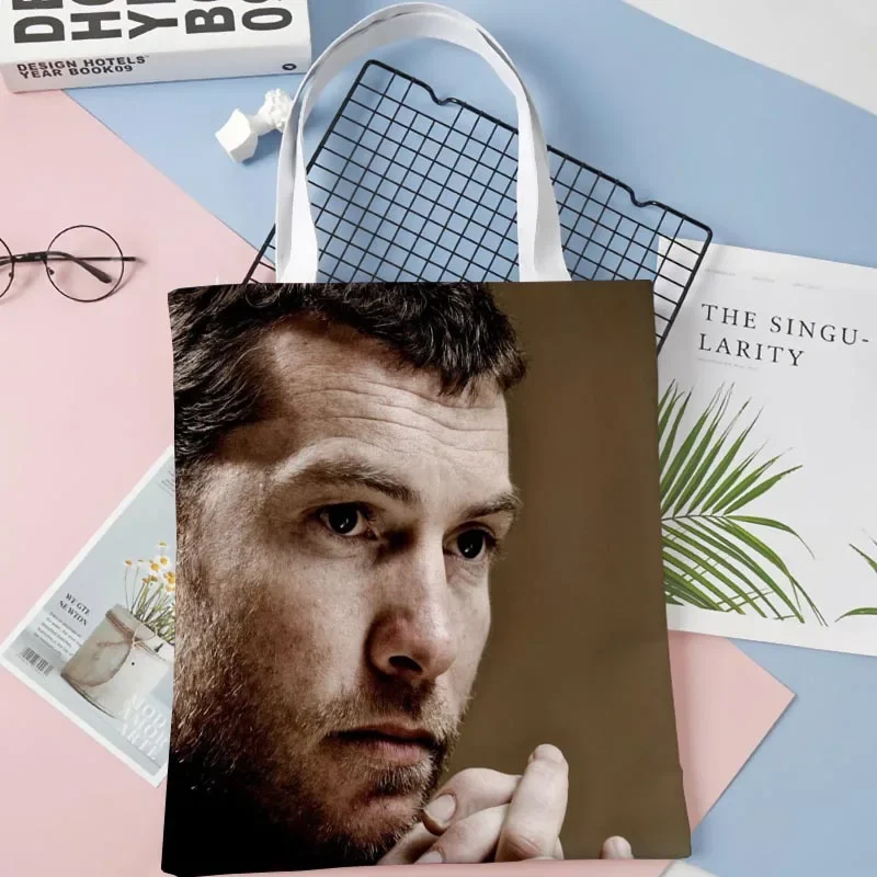 

Tote Bags Sam Worthington Print Fabric Eco Handbag High Capacity Shopping Office Reusable Casual Shoulder Bag 1016WJY