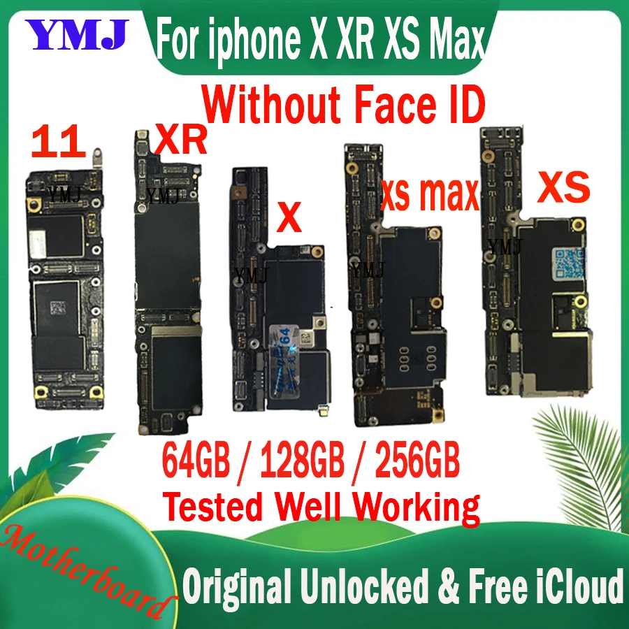

For iPhone x xr xs max 11 pro max Motherboard No Face ID full Chips tested No ID Account Logic Board Support update Mainboard