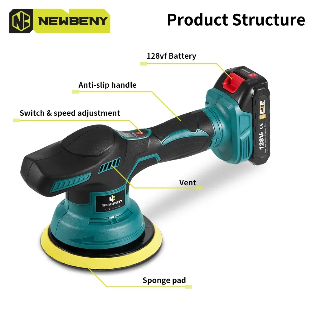 NEWBENY Беспроводной электрический автомобильный полировщик 8 передач эффективная