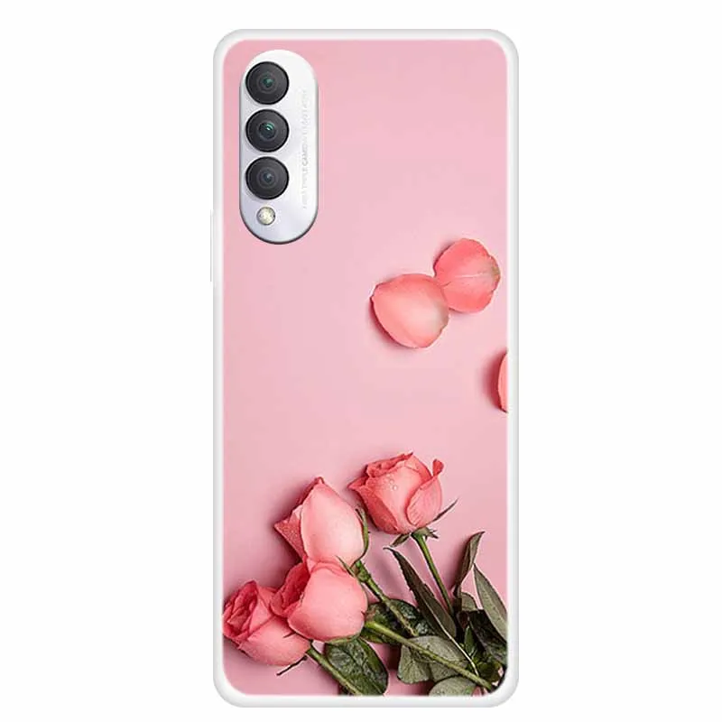 Чехол для Huawei nova 10z прозрачный тонкий силиконовый бампер с цветочным принтом