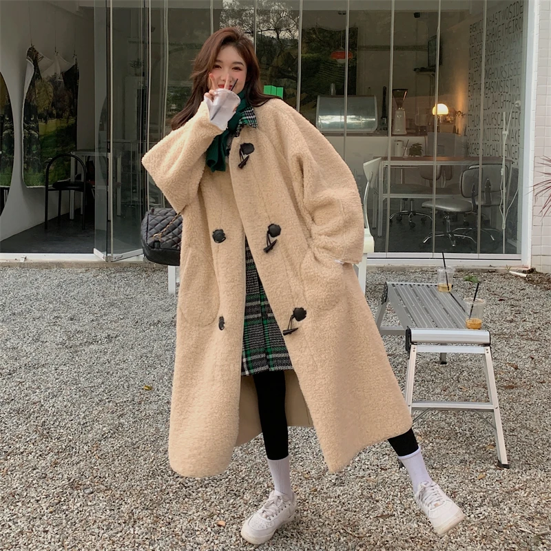 2022 Winter Hot Selling Loose Mid-length Thickened Fur One Lamb Fleece Jacket Fake Two-Piece Coat Vintage Loose long Thick Coat