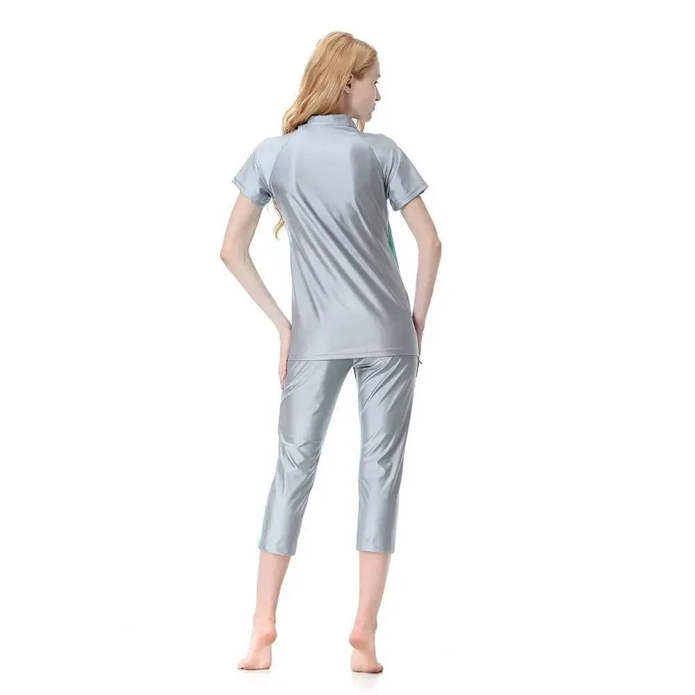 Женские мусульманские купальники 2024 года кардиган на молнии с коротким рукавом