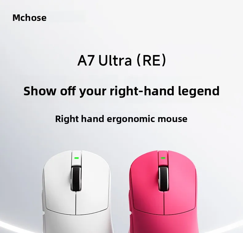 Фото Беспроводная игровая мышь A7 Ultra(RE) для MCHOSE с функцией 8K Polling, проводное подключение, сенсор Pro-PAW3395 №5