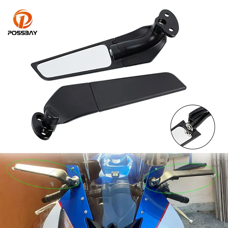 

Зеркала заднего вида POSSBAY, 2 шт., мотоциклетное Зеркало для BMW S1000 RR 2009-2018, модифицированное боковое ветровое крыло, зеркало заднего вида с регу...
