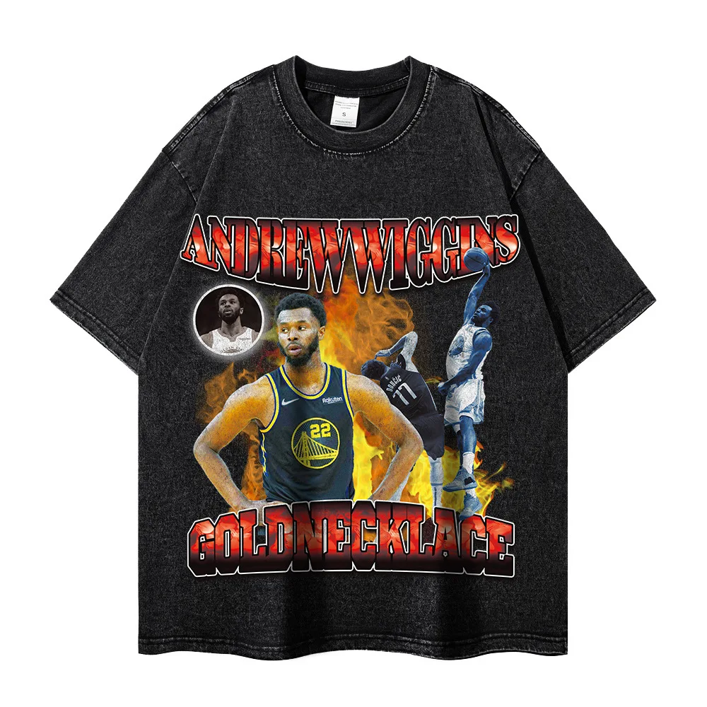 

American Street Basketball Star Theme Fashion Hip Hop Retro Loose Short Sleeves