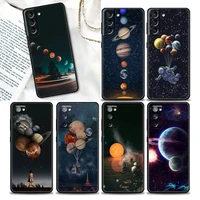 space planets earth mars galaxy phone case for samsung galaxy s20 s21 fe s10 s9 s8 s22 plus ultra 5g lite case black soft cover