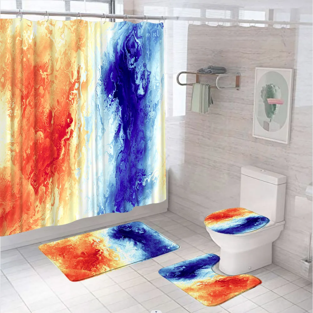 

Красная, синяя, Мраморная душевая плитка, современная роскошная текстура, цветной тканевый Декор для ванной комнаты, нескользящий коврик, к...