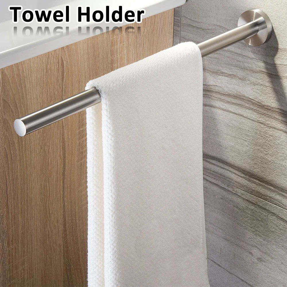 

Towel Rack Stainless Steel Towel Rail Single Pole Wall Hanging Towel Shelf Kitchen Dish Cloths Hanger Towel Storage Organizer