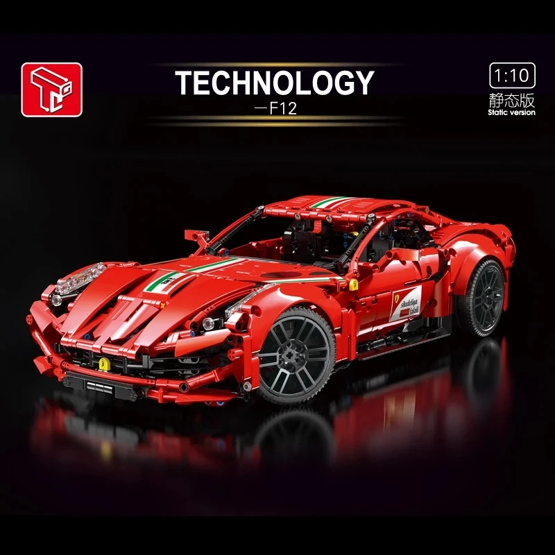 

1782pcs High-Tech T5001 Block Red F12 Sport Car Model Children Education Toy Boy Birthday Gifts