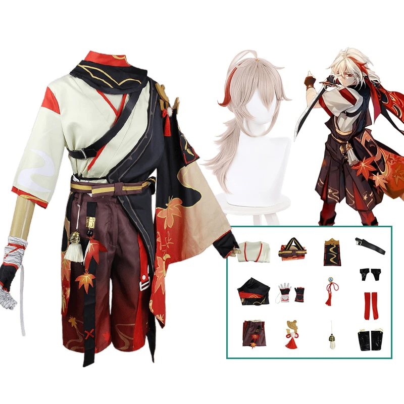 

Game Genshin Impact Cosplay Kaedehara Kazuha Anime Cosplay Costume Kimono Uniform Clothing Wig Full Suit Halloween Costumes