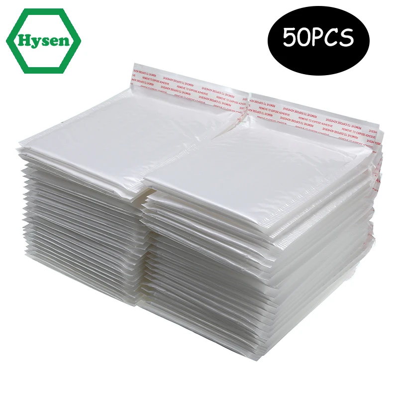 Hysen Wholesale Poly Mailer Bubble Bag 50 Pieces For Business Mailing Gift White Cushioned Mailing Shipping Bags Postzakken
