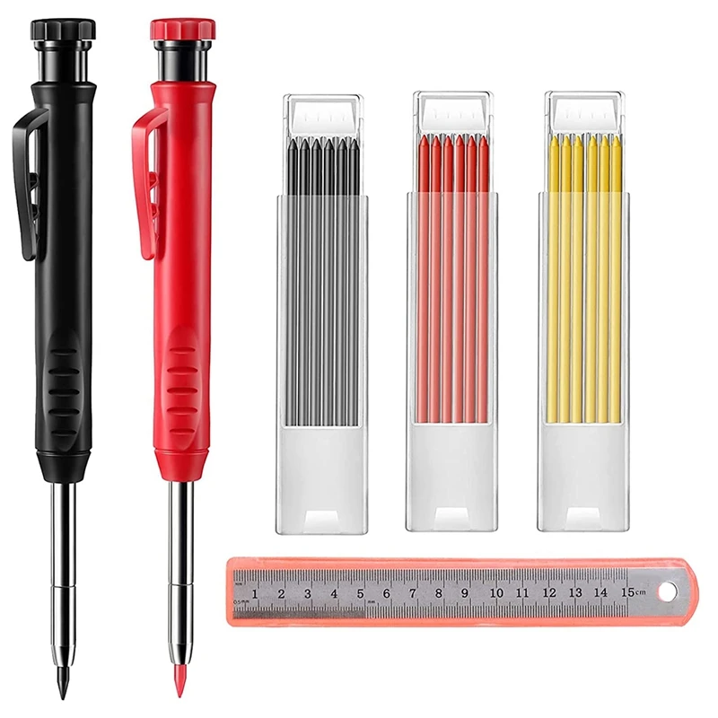Home 10 Conjunto de Lápis Marcação para Carpinteiro Sólido Carpintaria Lápis Conjunto Automático Ferramenta Scriber 2 Pçs