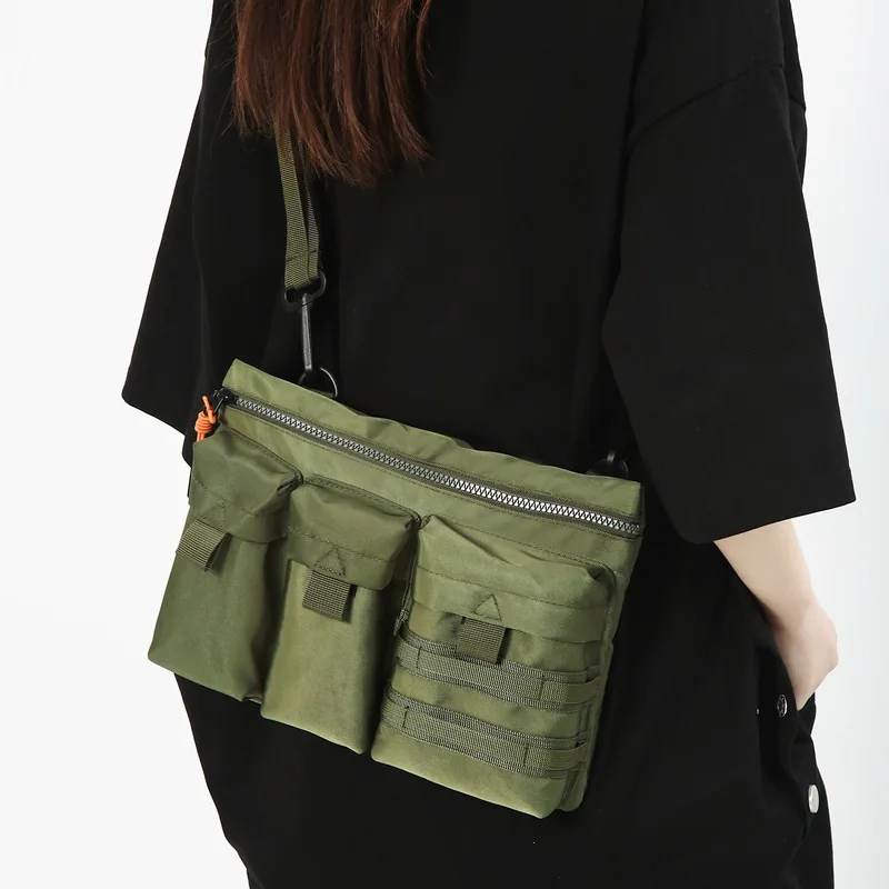 

Multiple Pockets Nylon Sling Bag Neutral Large Capacity Shoulder Handbags Crossbody Bags Female For Women Girl Messenger Tas