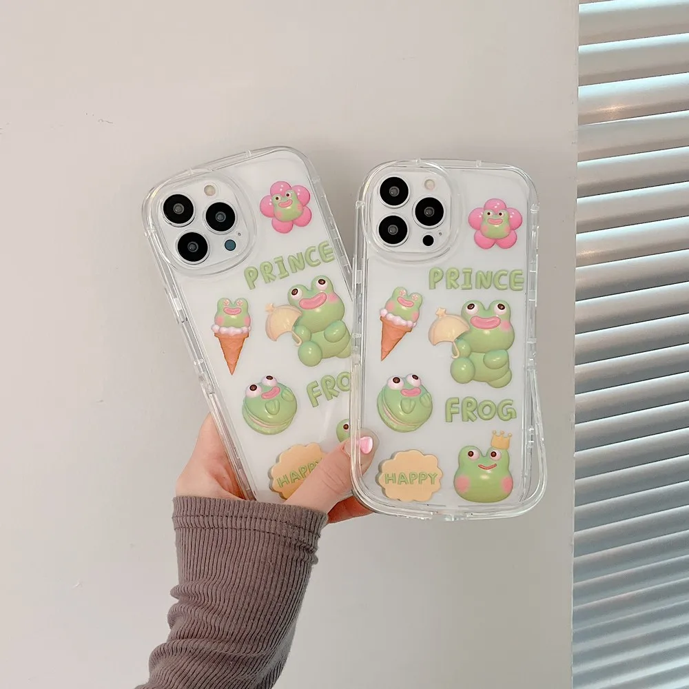 

Чехол для телефона с 3D рисунком лягушки и держателем для iphone 11 13 13ProMax XR XS X XSMAX 11ProMax 12Pro 12