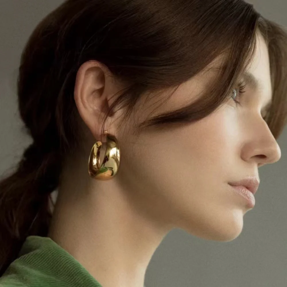 

2023 New Silver Color Circle Arc Earrings for Women Girl Trendy Retro Simple Hot Sexy Exquisite Hoop Earring Couple Jewelry Gift