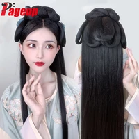 pageup hanfu wig synthetic headband women chinese style hair piece antique modelling cosplay pad hair accessorie headdress black