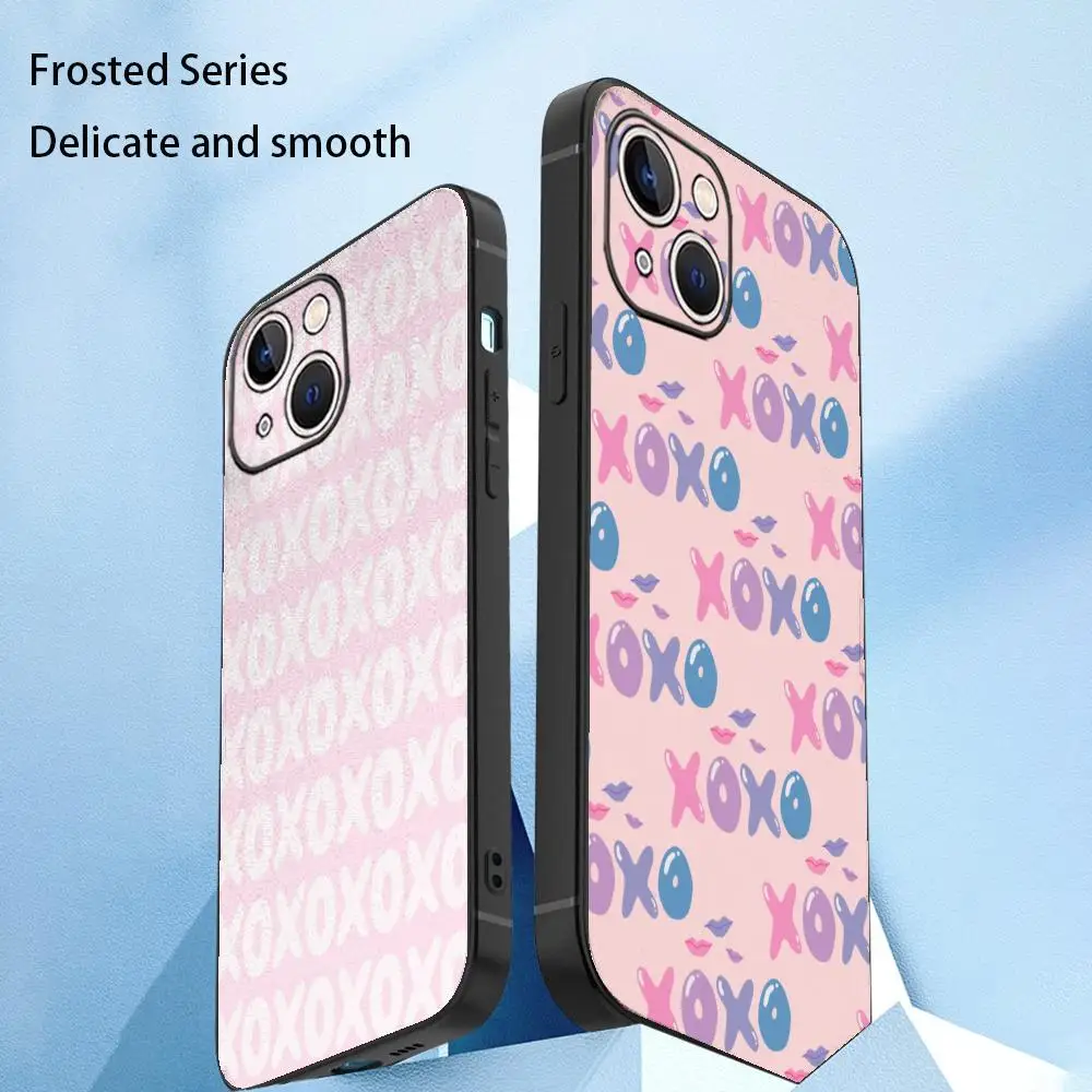 Фото Модный чехол Xoxo Pink Girl Ins для iPhone 17, 16, 15, 14, 13, 12 Plus, Mini, Pro, Max – Мягкий черный противоударный чехол №1