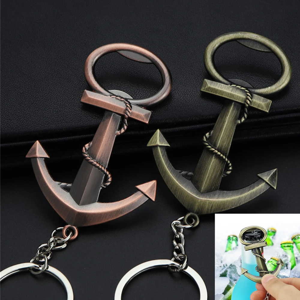 

Vintage Anchor Metal Keychain Multi-function Beer Opener Keyring Bar Party Supplies Car Key Holder Bag Ornaments Accessory Gifts