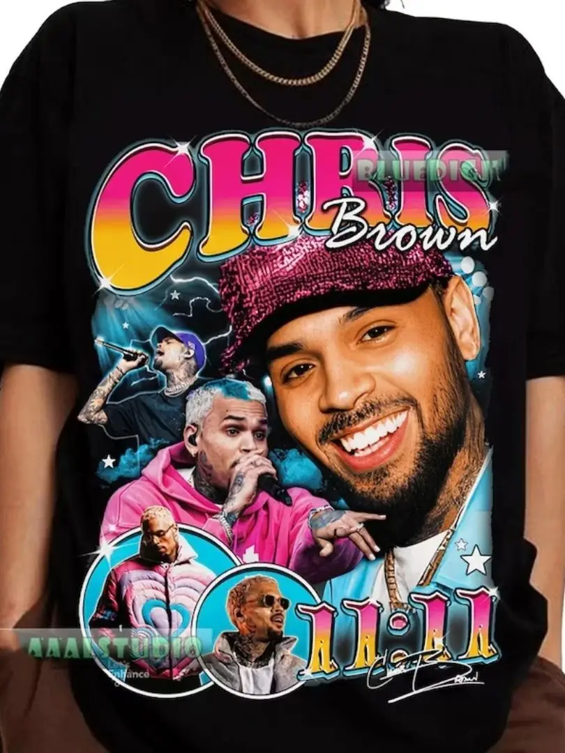 Винтажная футболка с изображением Криса коричневого цвета в стиле хип-хоп Топ 90-х