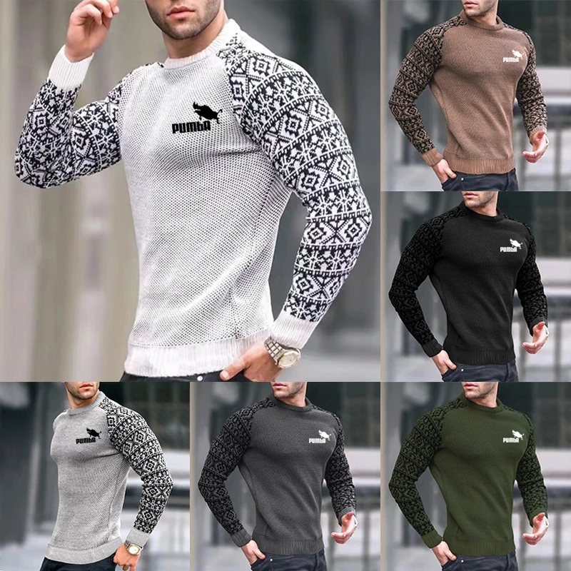 Men's High-quality Autumn Winter Men Luxury Tops New Print Male Color-blocking Designer sweater Brand Pullover Clothing M-3XL
