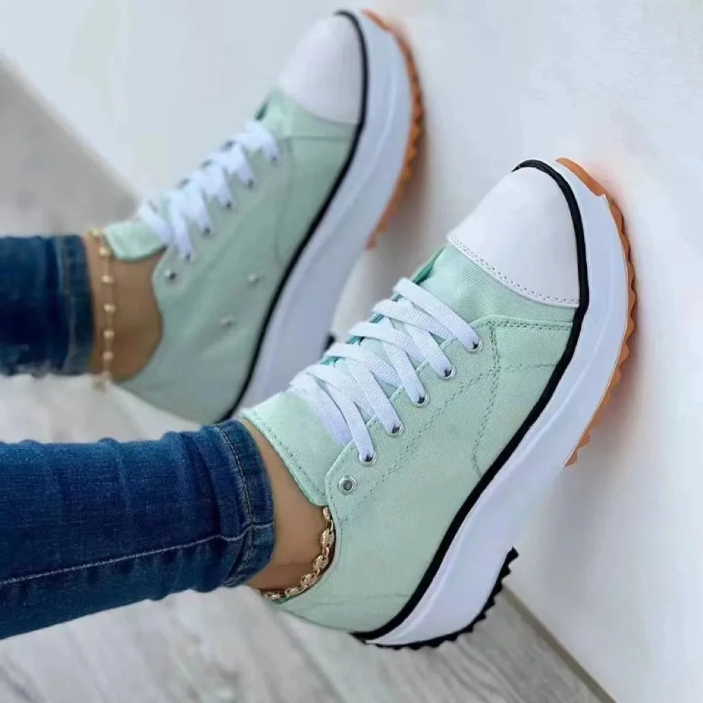 Sneakers Women Shoes 2022 Solid Canvas Shoe Casual Women Sport Shoes Flat Lace-Up Adult Zapatillas Mujer Chaussure Femme