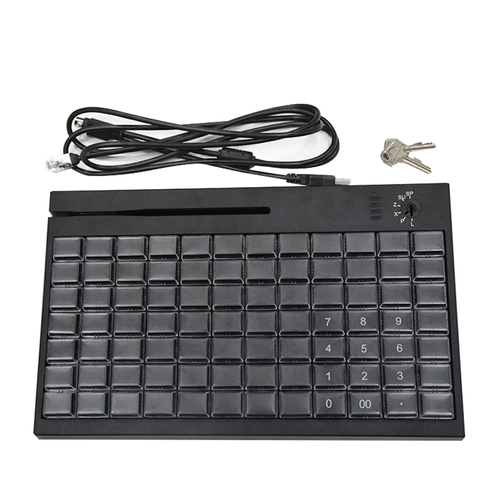 POS programmable keyboard with USB PS2 interface 3 tracks swipe card reader for optioal KB84M