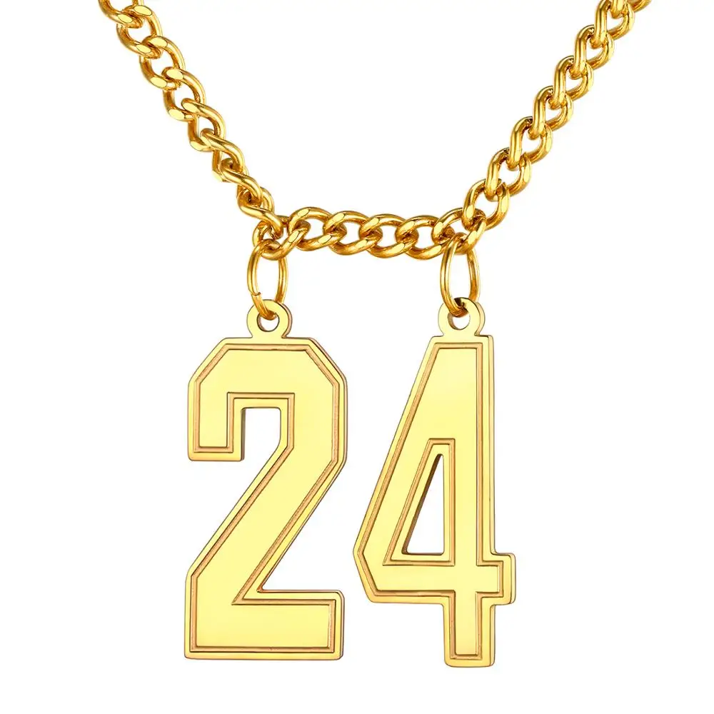 

U7 Stainless Steel Custom Numbers Necklace Lucky Number Baseball Soccer Football Basketball Star Player Fans Unisex Jewelry