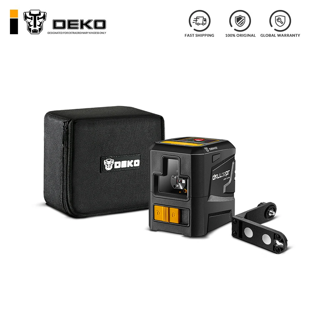 

DEKO 2 Lines Laser Level Self-Leveling Horizontal&Vertical Cross-Line with Magnetic Bracket Green/Red Beam 650nm--DKLL02PR