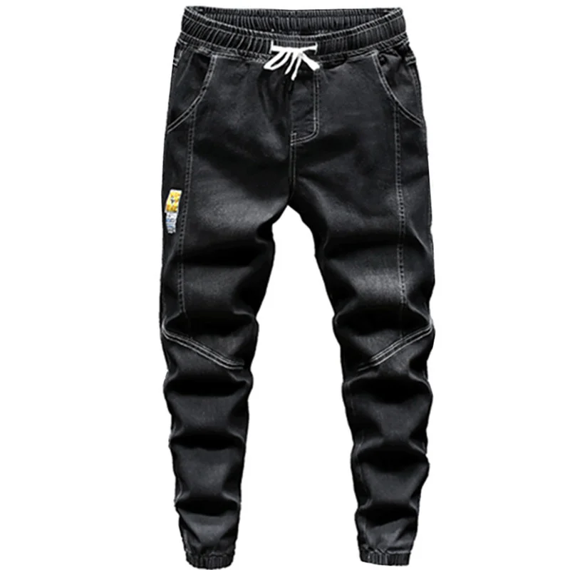 

Pants 2023 Fashion Denim Brand Big Yards Feet Thin Jeans Men Elastic Waist Drawstring Cowboy Sweatpants Baggy Trousers