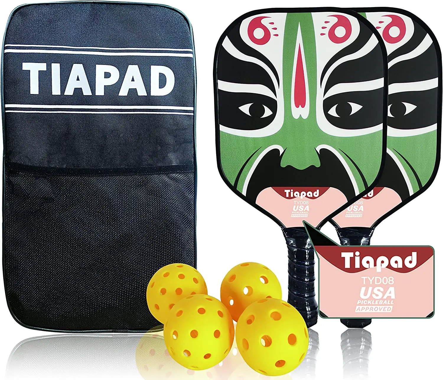 

Комплект из 2-х ракеток для пиклета Pickleball из углеродного волокна, одобрено usпа (4 шара, 1 спортивный мешок)