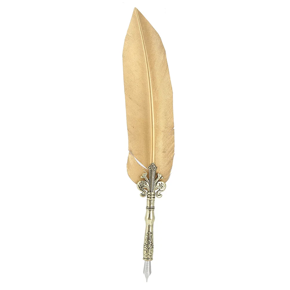 

1.0mm Feather Pen Set Distinctive Calligraphy Feather Pen Gift Box Writing Tool for StudentGold