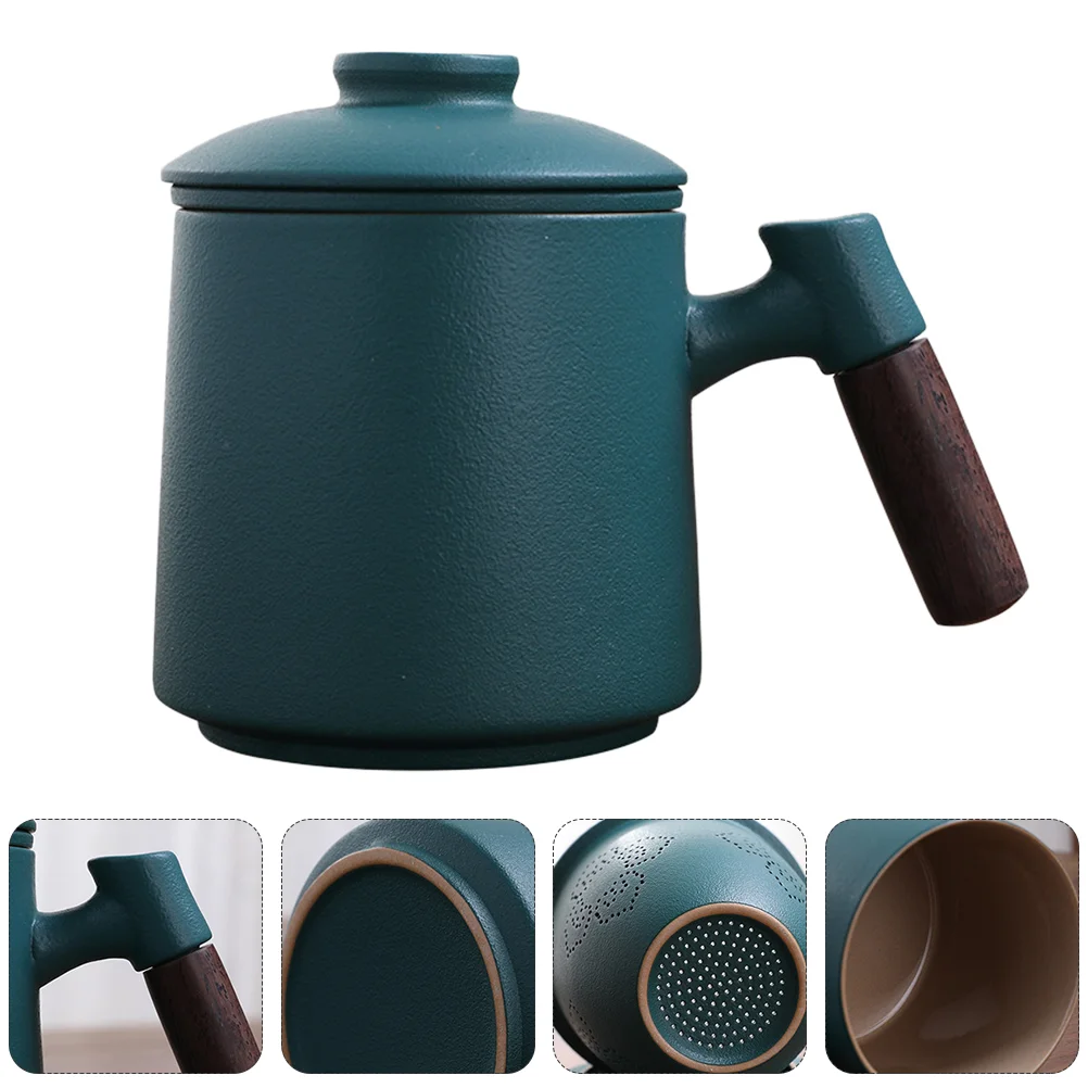 

Tea Muginfuser Cup Ceramiclid Handle Wooden Chinese Fine Steeping Leaffilterdiffuser Pottery Porcelain Loose Teacup Mugs