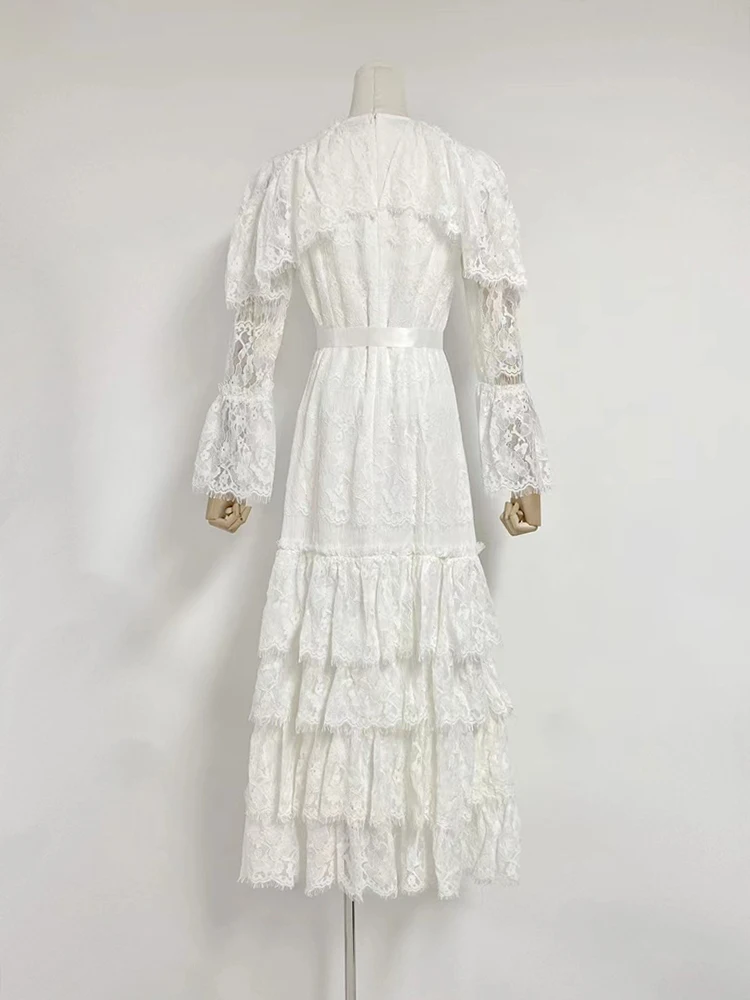 TWOTWINSTYLE однотонные лоскутные оборки элегантные длинные платья для женщин с