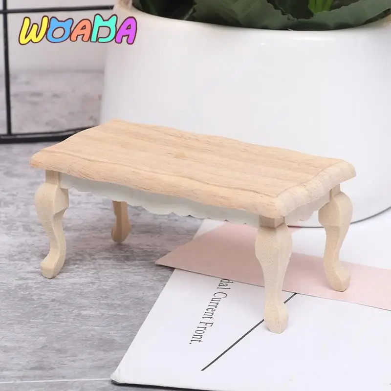 

1 шт. 1/12 миниатюрный деревянный чайный столик для кукольного домика, модель мебели, аксессуары для декора, 9,1*4,5*3,8 см