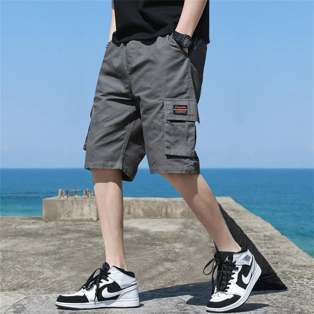 Brand Men Trend Cargo Shorts Men's Letter Print Pocket Shorts Summer New Fashion Casual Straight Shorts Male ropa hombre 3
