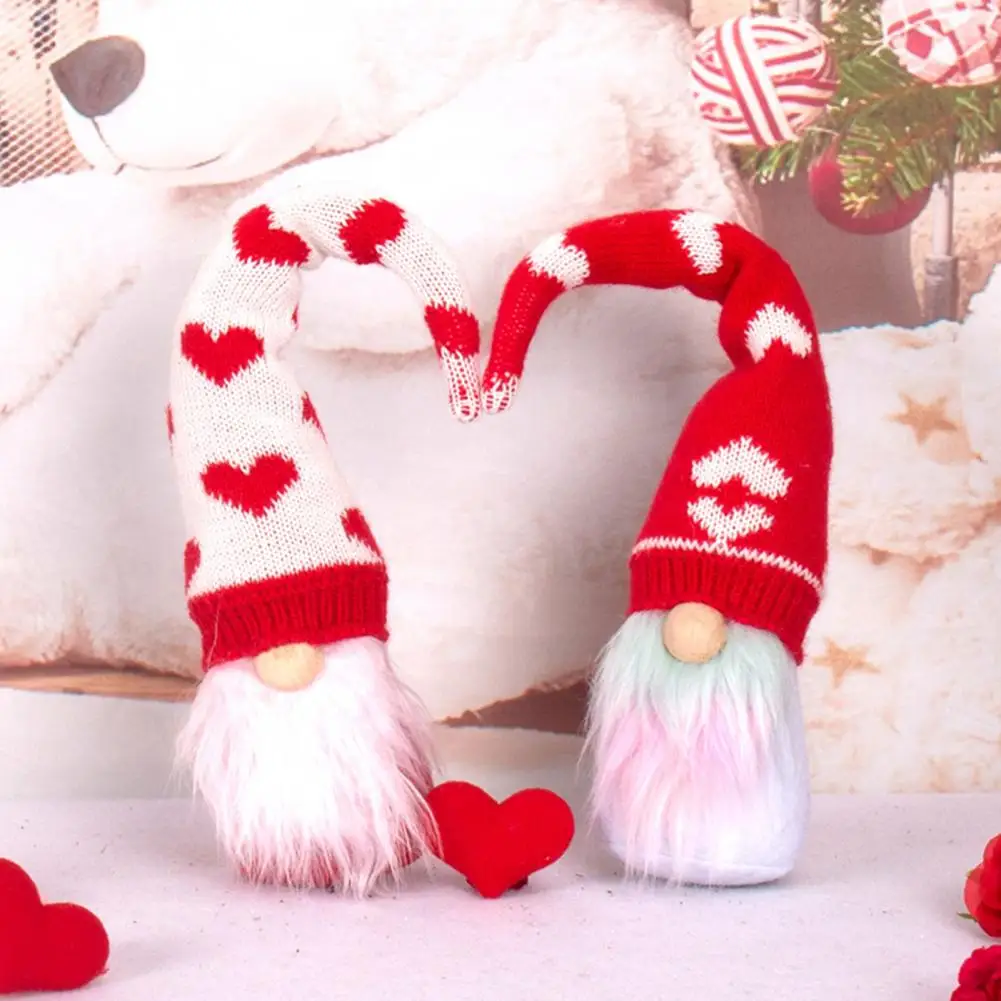 

36cm Gnomes Plush Doll Heart Knitted Hat Soft Doll Plush Ornament Cute Faceless Dwarf Doll Party Decor Valentine's Day Gift