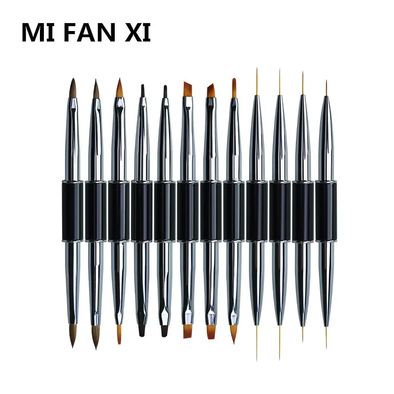 Двусторонняя кисть для наращивания ногтей 12 видов |