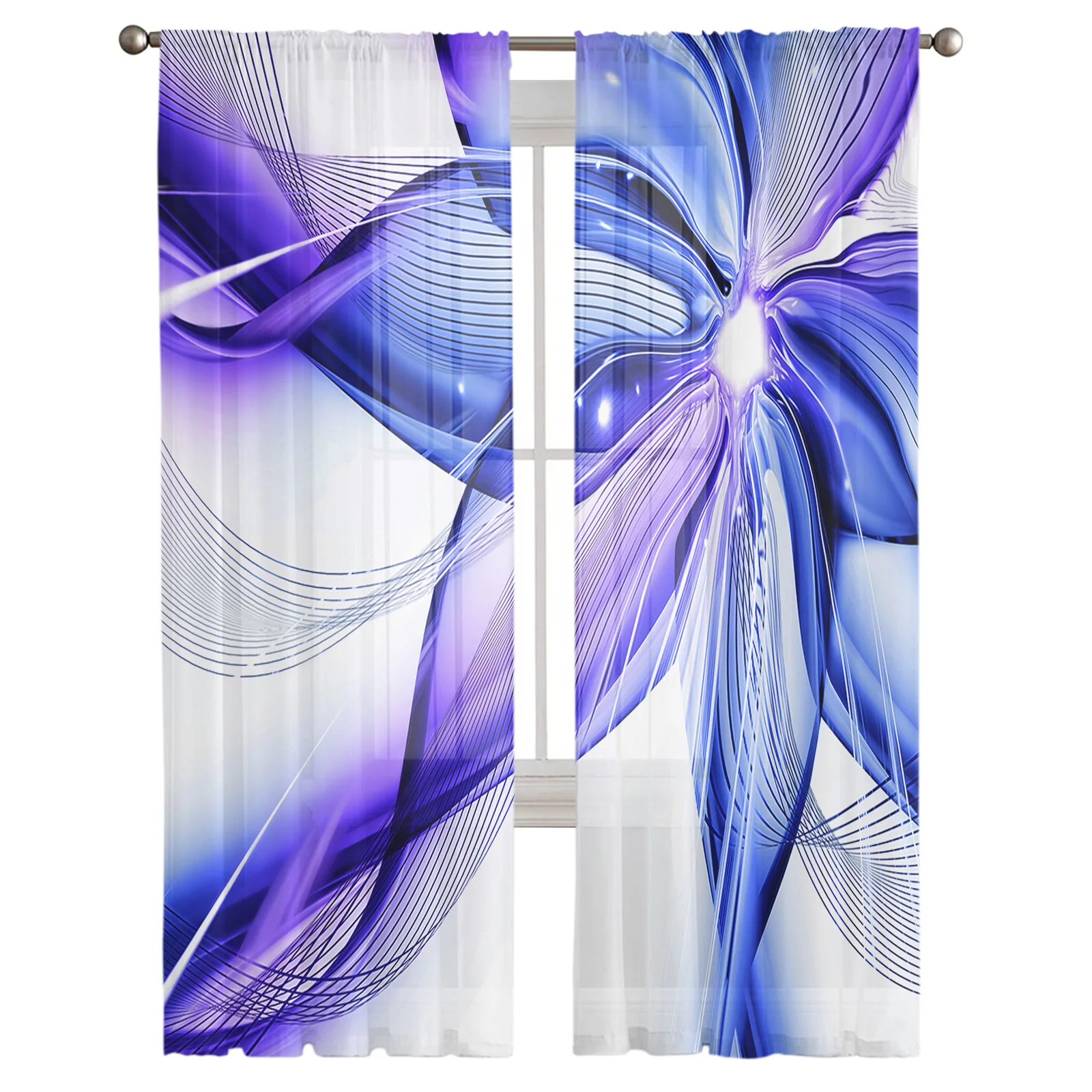 Прозрачные Занавески с голубыми кристаллами абстрактные драпировки для