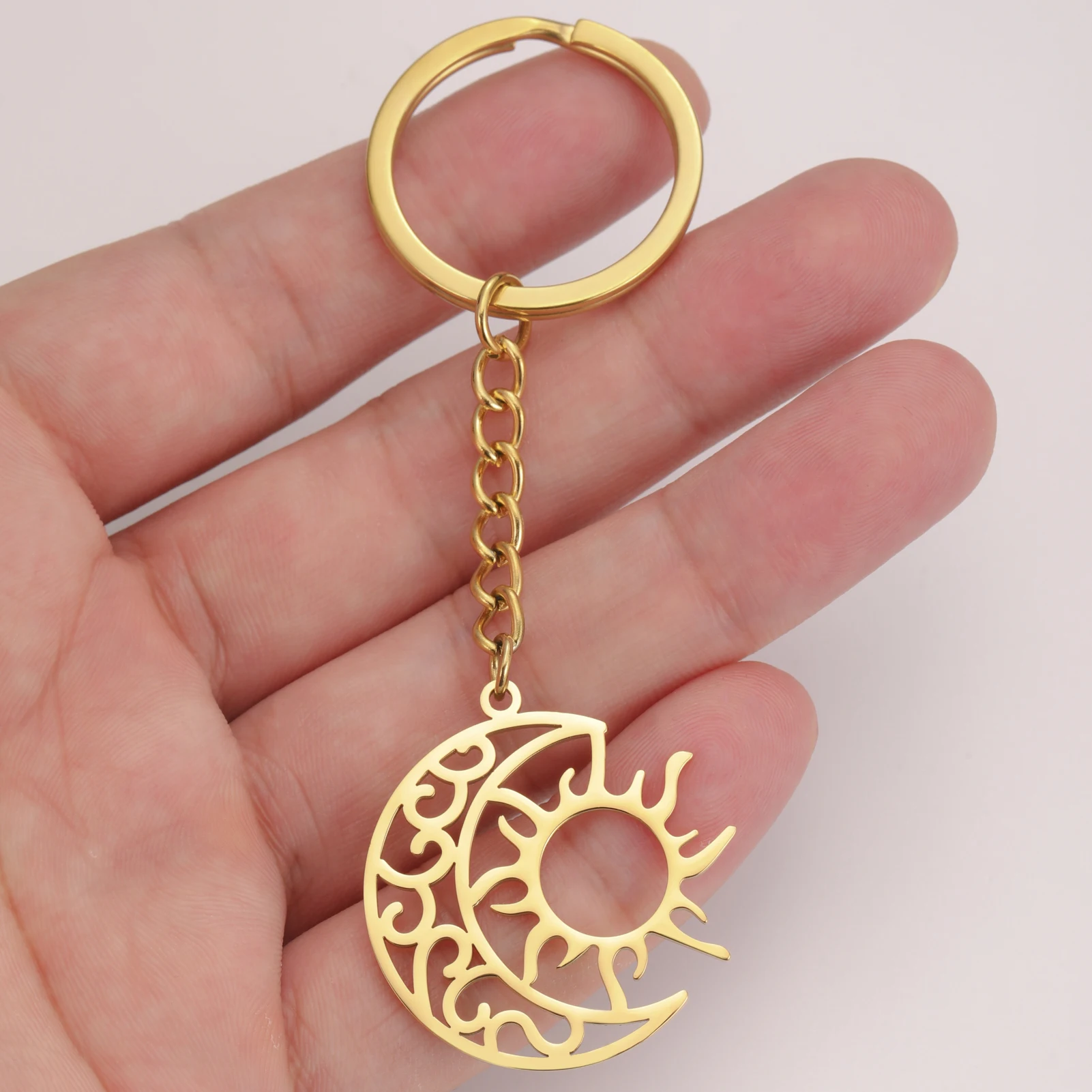 LIKGREAT кельтский полумесяц Солнце брелок для женщин и мужчин из нержавеющей стали