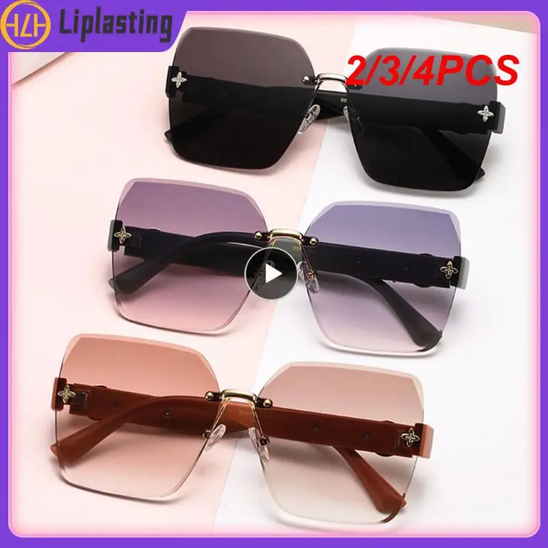 

2/3/4PCS Borderless Oversize Sun Glasses Vintage Polarized Eyewear Frameless Rimless Gafas De Sol Summer Sunglasses
