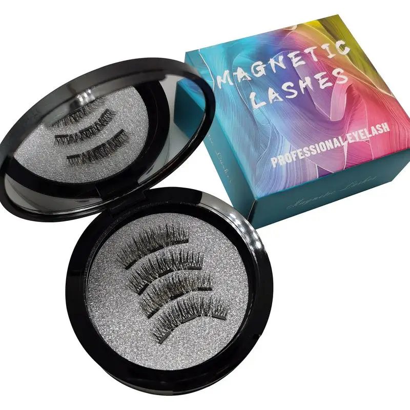 

Magnets 3D Magnetic False Eyelashes Set Handmade Artificial Faux Reusable Soft Natural Eyelashes With Eyelash Curler