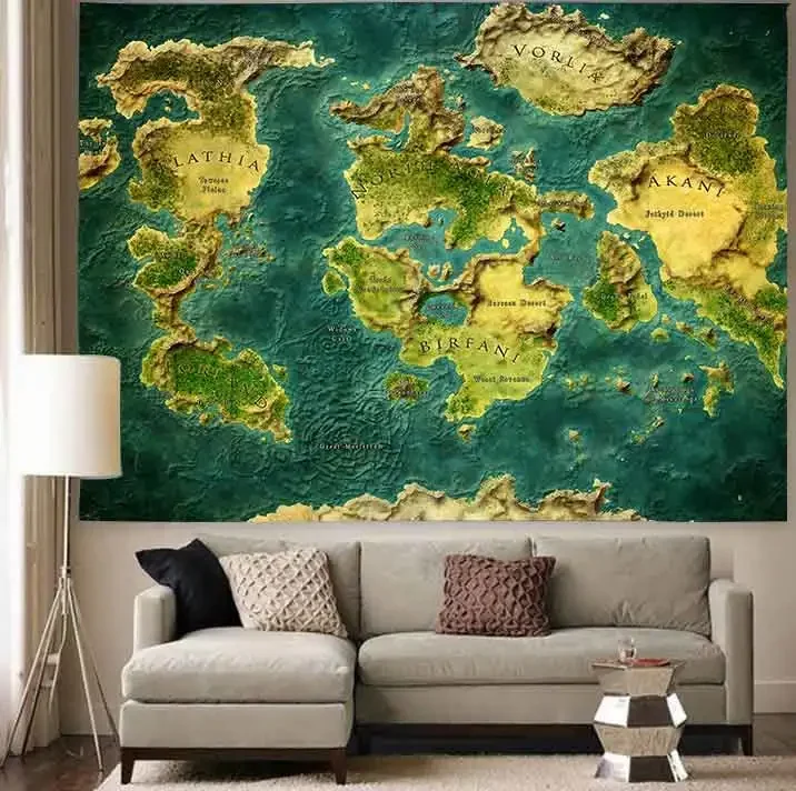 Гобелен с картой острова Симсанта винтажный пиратский знак сокровищ морской