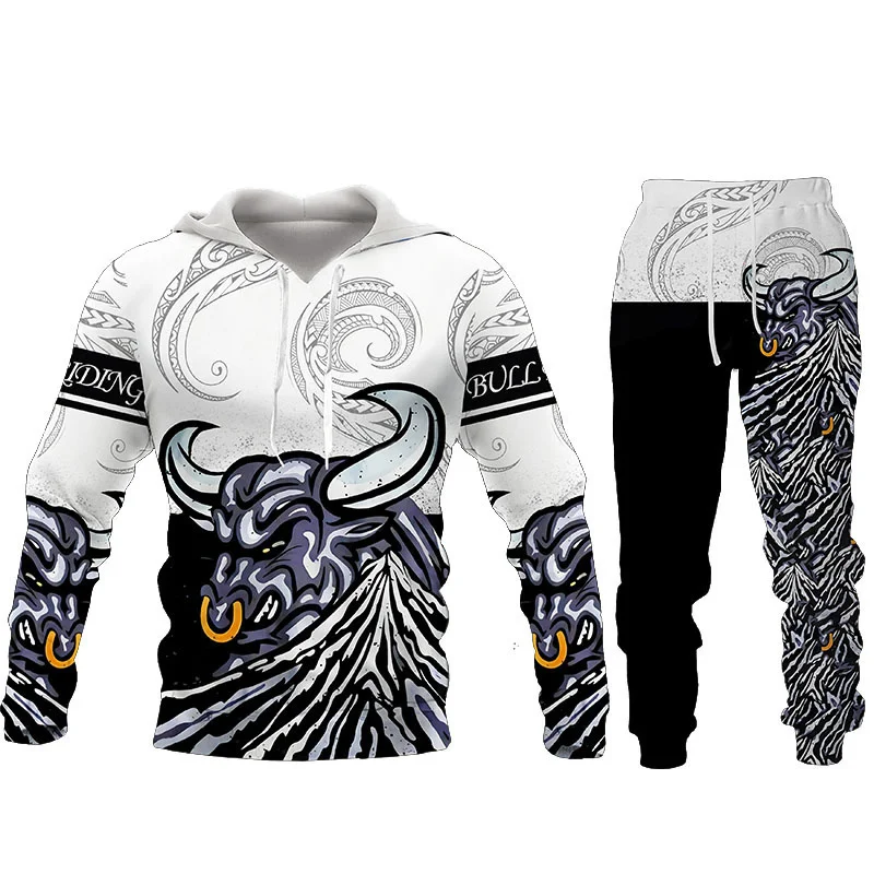 

2022 NEW Spring and Autumn Fashion Men's Tracksuit Cool 3D Printed Hoodies Sweatshirt 2pc Sets Sportwear Men's Clothing Suit