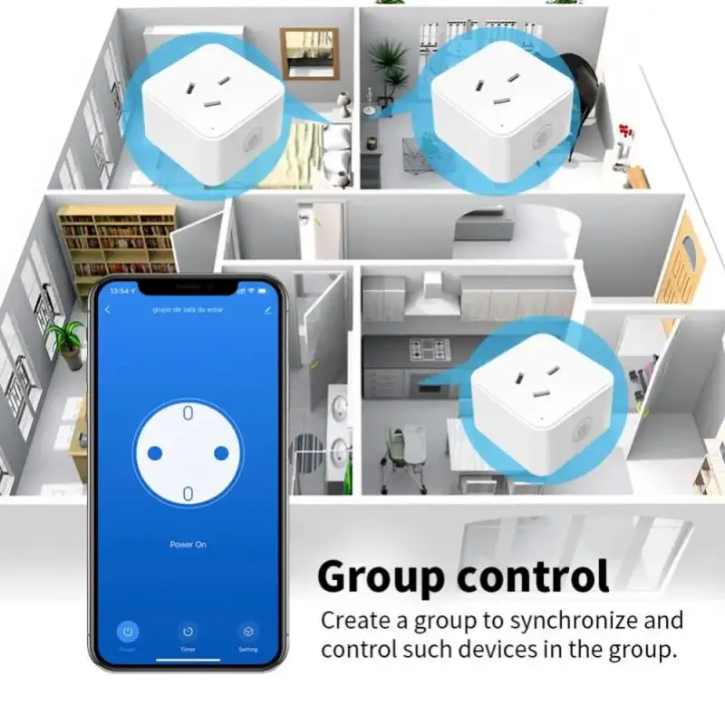 Умная розетка Tuya WiFi/Zigbee 16A AU с розеткой для мониторинга мощности синхронизация