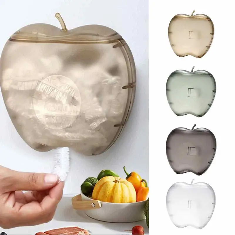 

AppleShape Disposable Food Cover Storage Box Wall-mounted Plastic Wrap Elastic Fresh Keeping Bag Organizer 100pcs Cling Film