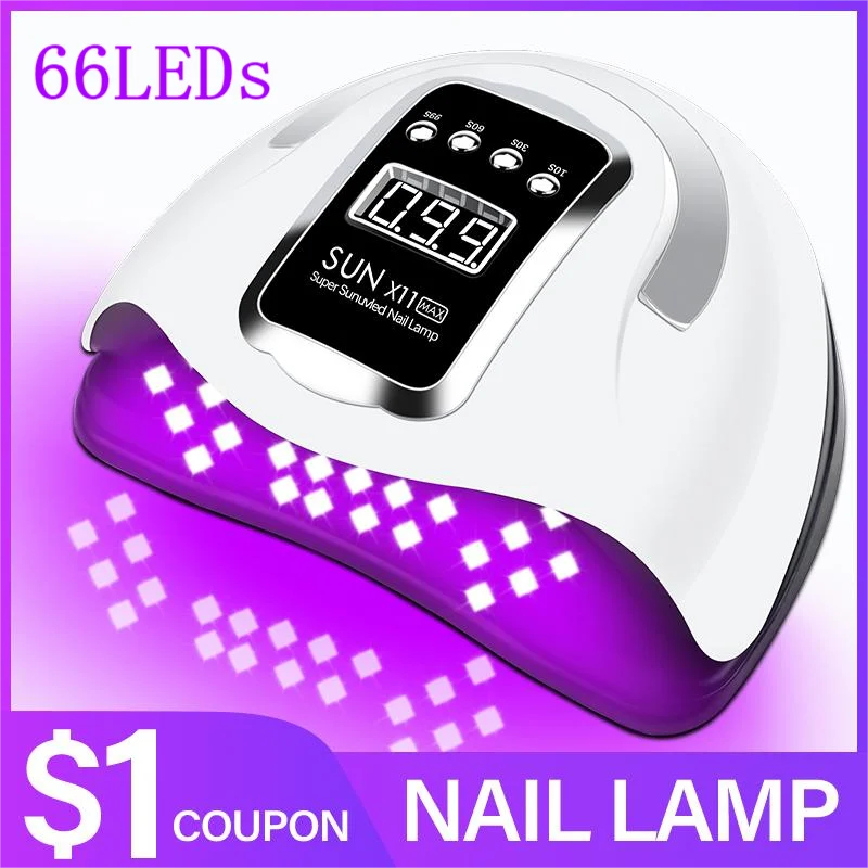 66LEDs Powerful UV LED Nail Dryer For Drying Nail Gel Polish Portable Design With Large LCD Touch Screen Smart Sensor Nail Lamp